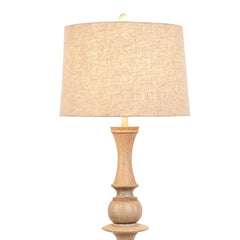 63" Natural Sculpted Stick Floor Lamp With Beige Burlap Drum Shade