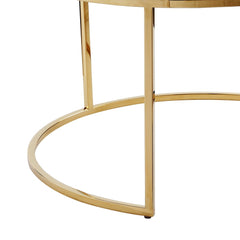 Set of Two Green Velvet and Gold Tufted Round Ottoman