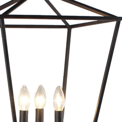 64" Black Three Light Floor Lamp featuring a black geometric shade and three bulb sockets for stylish illumination.