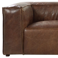 98" Brown Top Grain Leather Sofa with Black Legs featuring a plush, modern design and soft, textured leather upholstery.