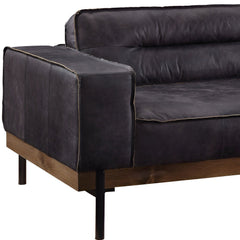 96" Ebony Top Grain Leather Sofa with black legs, featuring a sleek design and plush cushioning for comfort.