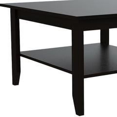 22" Brown and Black Open Shelving Bar Cart and Coffee Table with a sleek design and two spacious shelves for storage.