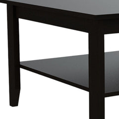 22" Brown and Black Open Shelving Bar Cart and Coffee Table featuring a sleek design with a lower shelf for storage.