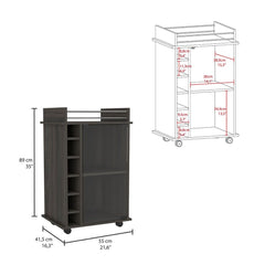 22" Brown and Black Open shelving Bar Cart and Coffee Table