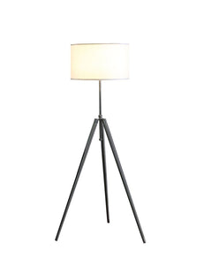 64" Silver Adjustable Tripod Floor Lamp with a white fabric shade and sleek metal legs, perfect for modern decor.