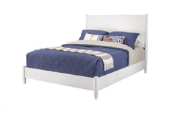 White solid wood California king standard bed frame.