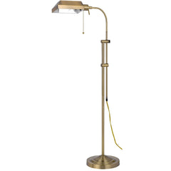 57" Brass Adjustable Traditional Floor Lamp with a bronze square shade and a pull chain for easy operation.