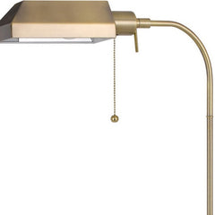 57" Brass Adjustable Traditional Floor Lamp with a bronze square shade, featuring a pull chain for easy operation.