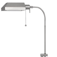 57" Nickel Adjustable Traditional Floor Lamp with a square nickel shade and a pull chain for easy operation.