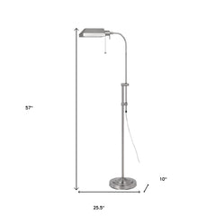 57" adjustable floor lamp in nickel finish with a square shade, featuring a sleek design and a sturdy base.