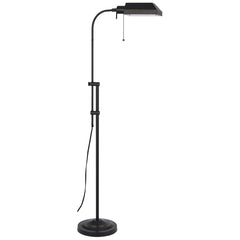 57" Bronze Metal Adjustable Floor Lamp with a square shade, featuring a sleek design and pull chain for easy operation.
