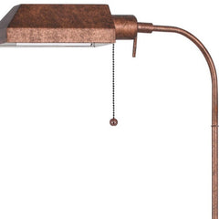 57" rusted adjustable floor lamp with a traditional square shade, featuring a pull chain for easy operation.