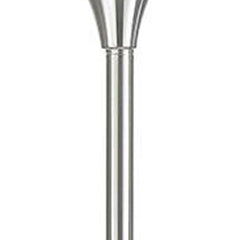 70" Nickel Metal Torchiere Floor Lamp with a sleek design and a white glass dome shade, perfect for modern decor.