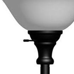 71" Black Torchiere Floor Lamp featuring a sleek black base and a stylish black glass dome shade. Ideal for modern decor.