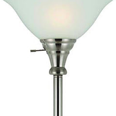 71" Nickel Torchiere Floor Lamp featuring a clear frosted glass dome shade and a sleek metallic base.