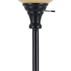 71" Bronze Torchiere Floor Lamp featuring a beige frosted glass dome shade and a decorative base. Ideal for ambient lighting.