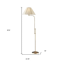68" Bronze Adjustable Traditional Floor Lamp with Beige Empire Shade, featuring a classic design and adjustable height.