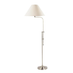 68" Nickel Adjustable Floor Lamp with a white fabric empire shade, featuring a sleek design and a sturdy base.