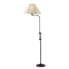 68" bronze adjustable floor lamp with a beige empire shade, featuring a traditional design and a sturdy base.