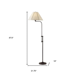 68" Bronze Adjustable Traditional Shaped Floor Lamp With Beige Empire Shade