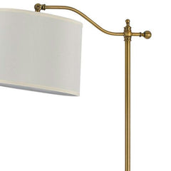 63" Bronze Adjustable Height Swing Arm Floor Lamp with a white fabric shade, featuring a sleek design and flexible arm for ve