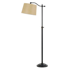 63" Bronze Metal Adjustable Floor Lamp with a tan paper square shade, featuring a sleek design and sturdy base.