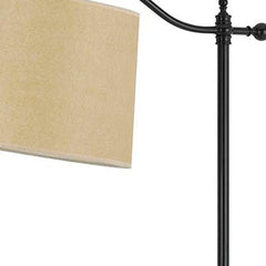 63" Bronze Metal Adjustable Floor Lamp with a tan paper square shade, featuring a sleek design and adjustable arm for versati