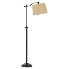 63" bronze metal adjustable floor lamp with a tan paper square shade, featuring a sturdy base and a sleek design.