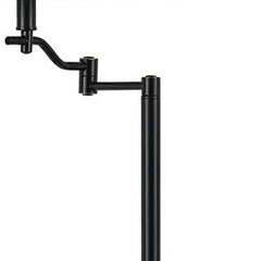 60" bronze swing arm floor lamp featuring a beige fabric empire shade, ideal for versatile lighting in any room.