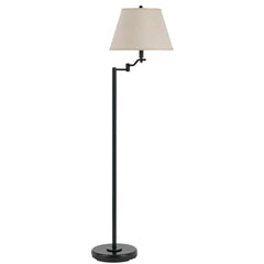60" Bronze Swing Arm Floor Lamp with Beige Fabric Empire Shade, featuring a sleek design and adjustable arm for versatile lig