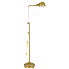 58" Brass Adjustable Floor Lamp with a bronze dome shade, featuring a sleek design and a pull chain for easy operation.
