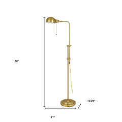 58" Brass Adjustable Floor Lamp with Bronze Dome Shade, featuring a sleek design and adjustable height for versatile lighting