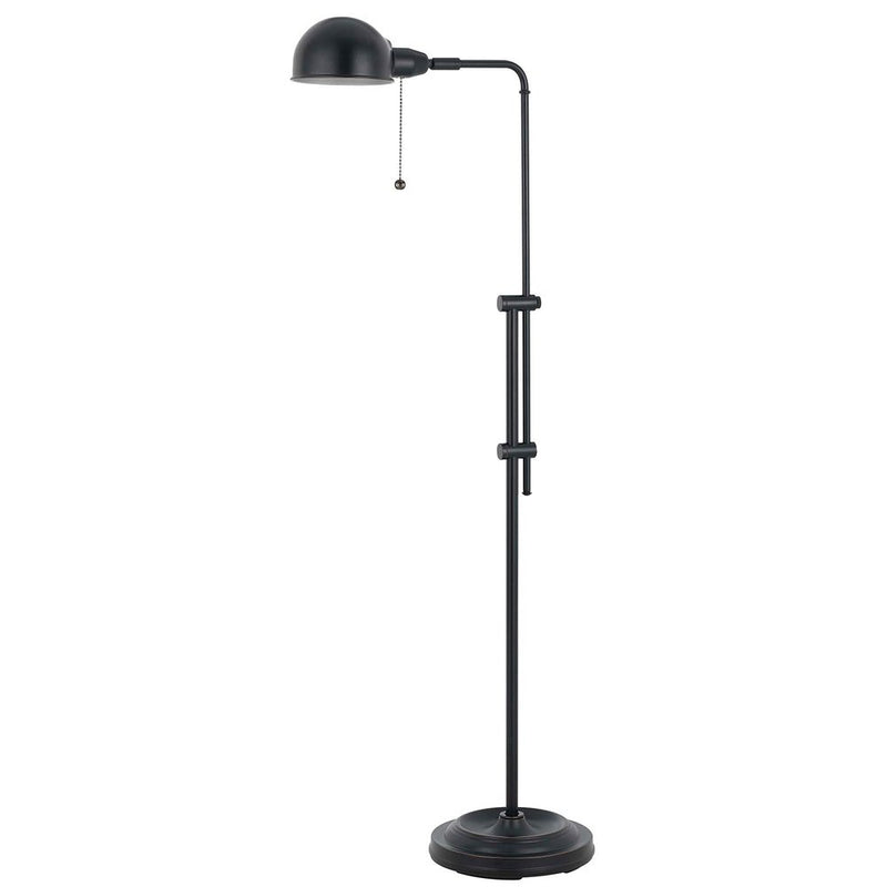 Traditional bronze adjustable metal floor lamp with a matching dome shade.