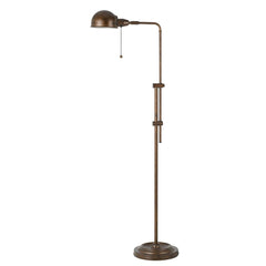58" Rust Metal Adjustable Swing Arm Floor Lamp with a dome shade, featuring a rustic finish and a pull chain for easy operati