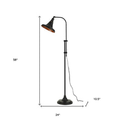 58" bronze metal adjustable floor lamp with a dome shade, featuring a sleek design and a sturdy base.
