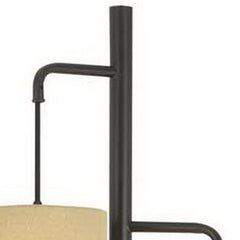 72" bronze three-light traditional floor lamp with a beige drum shade, featuring a sleek design and elegant finish.