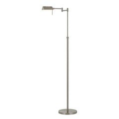 61" Nickel Metal Adjustable Swing Arm Floor Lamp with Gray Shade featuring a sleek design and a sturdy base.