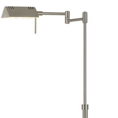 Adjustable 61" nickel metal floor lamp with a gray shade and swing arm for versatile lighting. Modern design for any space.