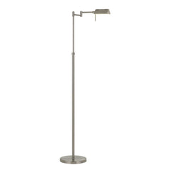 61" Nickel Metal Adjustable Swing Arm Floor Lamp with Gray Shade, featuring a sleek design and a sturdy base.