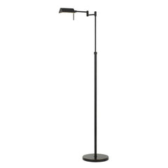 61" Bronze Adjustable Swing Arm Floor Lamp with a sleek design, featuring a swing arm and a sturdy round base.