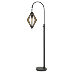 67" Black Traditional Shaped Floor Lamp featuring a diamond-shaped shade and an elegant curved arm design.
