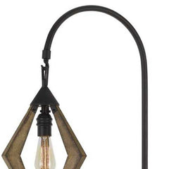 67" Black Traditional Shaped Floor Lamp featuring a unique geometric design and an exposed bulb for a vintage look.