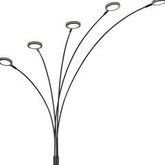 72" Bronze Five Light LED Arc Floor Lamp with five curved arms and circular light fixtures for stylish illumination.