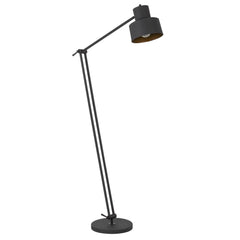 65" black adjustable floor lamp with a traditional shape and black dome shade, featuring a sturdy base and sleek design.