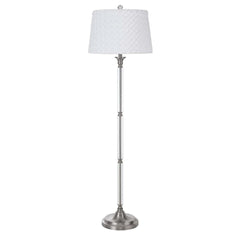 60" Nickel Traditional Shaped Floor Lamp with a white square shade, featuring a sleek metal base and elegant design.