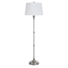 60" Nickel Traditional Floor Lamp with a white square shade, featuring a sleek design and a sturdy base.