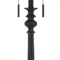 63" Rust Two Light Floor Lamp With Beige Fabric Square Shade