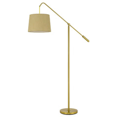 68" Brass Adjustable Traditional Floor Lamp with an antiqued brass drum shade, featuring a sleek design and a sturdy base.