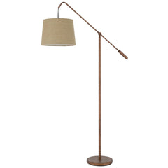 68" rusted adjustable floor lamp with a traditional design and a rust drum shade, featuring a sturdy base and an angled arm.