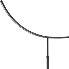 74" Bronze Adjustable LED Traditional Shaped Floor Lamp with a curved shade and sleek black pole design.